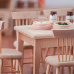 1/12 Miniature Dollhouse Furniture Wooden Dining Table And Chair Pretend Play Simulation Furniture Toys