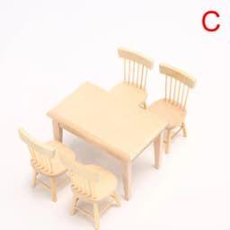 1/12 Miniature Dollhouse Furniture Wooden Dining Table And Chair Pretend Play Simulation Furniture Toys