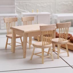 1/12 Miniature Dollhouse Furniture Wooden Dining Table And Chair Pretend Play Simulation Furniture Toys