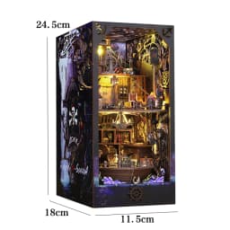 Bookshelf Set DIY Wooden Miniature Doll House Book Nook Kit 3D Puzzle Assembly Building Model With LED Light Dollhouse Gifts