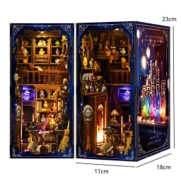 Bookshelf Set DIY Wooden Miniature Doll House Book Nook Kit 3D Puzzle Assembly Building Model With LED Light Dollhouse Gifts