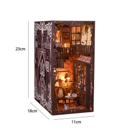 Bookshelf Set DIY Wooden Miniature Doll House Book Nook Kit 3D Puzzle Assembly Building Model With LED Light Dollhouse Gifts