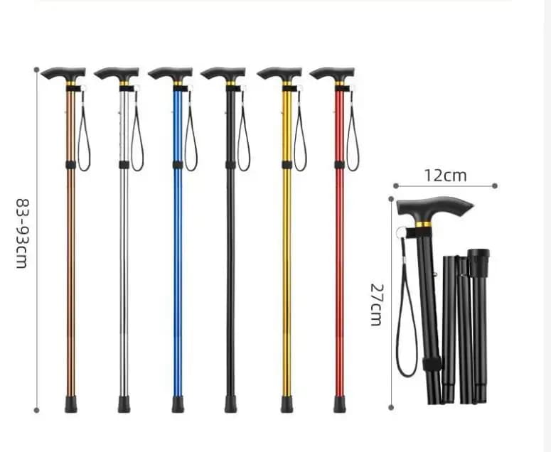 Adjustable Telescopic Folding Aluminum Alloy Walking Cane Anti-slip Lightweight Elderly Walking Hiking Support Crutch
