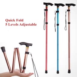 Adjustable Telescopic Folding Aluminum Alloy Walking Cane Anti-slip Lightweight Elderly Walking Hiking Support Crutch