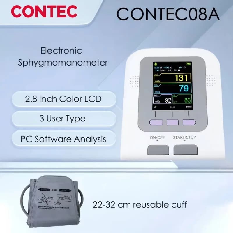 CONTEC08A Blood Pressure Monitor Electronic Sphygmomanoter Heart Rate Pulse measurement tool BP Meter +SPO2 Probe bp monitor