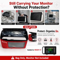 Hard Shell Travel Case Designed for E7 Patient Monitor Heavy Duty Medical Equipment Carrier Bag with Handle and Shoulder Strap