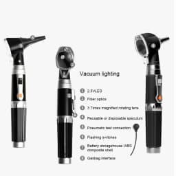 Double Hole Ear Eye Examination Ear Cleaning Devices Base Rechargeable Fiber Optic Ophthalmoscope Otoscope Tool Kit EU Plug USB