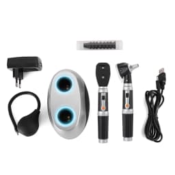 Double Hole Ear Eye Examination Ear Cleaning Devices Base Rechargeable Fiber Optic Ophthalmoscope Otoscope Tool Kit EU Plug USB