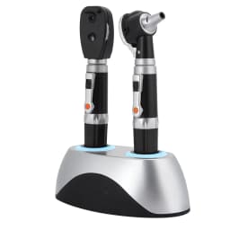 Double Hole Ear Eye Examination Ear Cleaning Devices Base Rechargeable Fiber Optic Ophthalmoscope Otoscope Tool Kit EU Plug USB