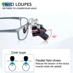 Dental 48 ° Ergo Loupes 4X Medical Magnifying Glass Prevent Bending and Portable Ergo Loupes Light Combination Dentistry Tool