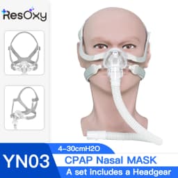YUWELL Nasal CPAP Mask with Headgear Tube Silicon Gel Cushion for APAP CPAP Machine Sleep Apnea Anti Snoring CPAP Nasal Mask