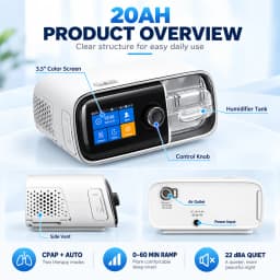 Resoxy 20AH Auto CPAP APAP household Sleep Therapy Machine With Sleeping Mask Heated Hose&Humidifier Portable Travel for Sleep
