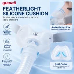 Yuwell YN-06 CPAP Nasal Mask Soft Silicone Cushion Sleep Apnea Mask Quiet Design 22mm Tube Comfortable Headgear Replacement