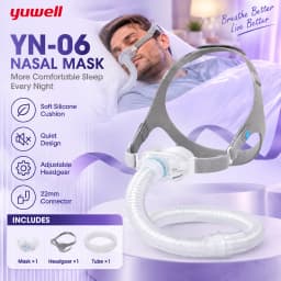 Yuwell YN-06 CPAP Nasal Mask Soft Silicone Cushion Sleep Apnea Mask Quiet Design 22mm Tube Comfortable Headgear Replacement