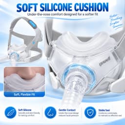 Resoxy YF-06 CPAP Full Face Mask Silicone Cushion Mask With Adjustable Headgear 22mm Hose Connection Low Noise for Side Sleepers