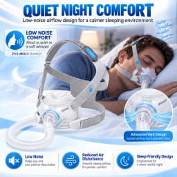 Resoxy YF-06 CPAP Full Face Mask Silicone Cushion Mask With Adjustable Headgear 22mm Hose Connection Low Noise for Side Sleepers