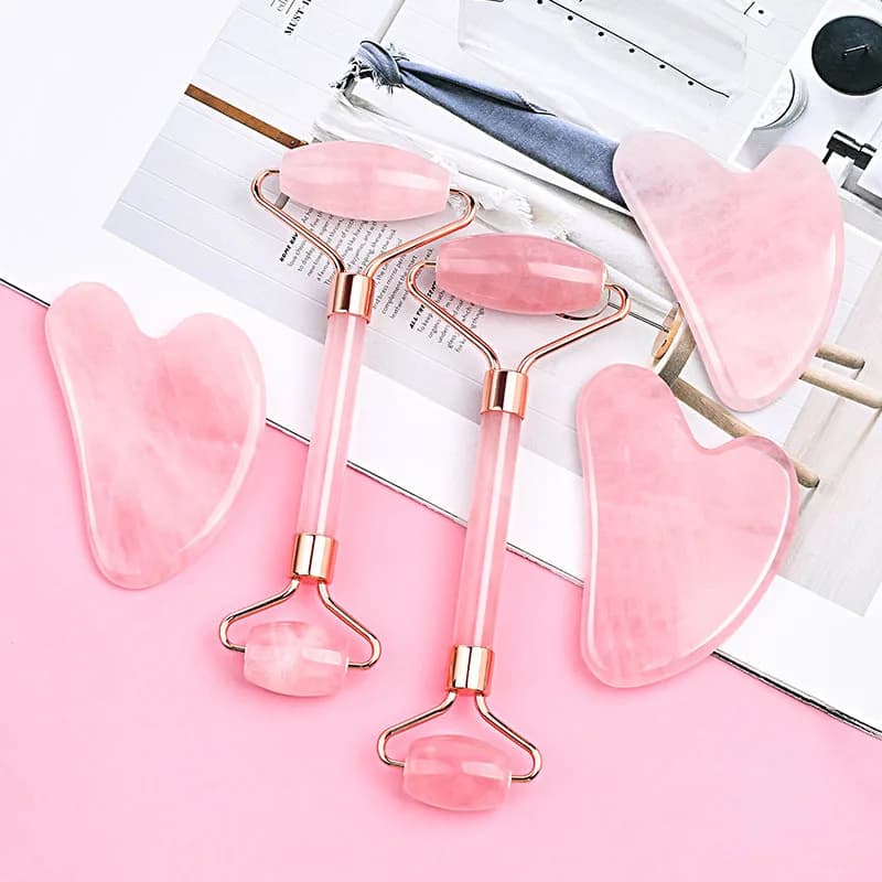 Pink Crystal Jade Massage Face Eyes Scraping Portable Resin Cooling Sensation Rose Quartz Tightening Anti-Wrinkle Beauty