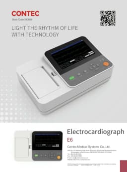 CONTEC Portable E6 Digital 6 Channel 12 lead ECG Monitor EKG Machine, Touch Electrocardiograph, USB PC Software,Interpretation