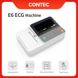 CONTEC Portable E6 Digital 6 Channel 12 lead ECG Monitor EKG Machine, Touch Electrocardiograph, USB PC Software,Interpretation