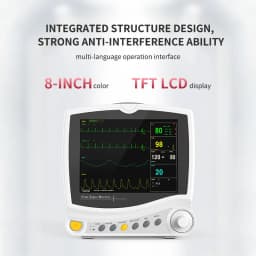 CONTEC ICU Portable 6 Parameters 8"Vital Signs Patient Monitor CMS6800 ECG NIBP RESP SPO2 PR TEMP, Free Infrared Thermometer