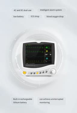 CONTEC ICU Portable 6 Parameters 8"Vital Signs Patient Monitor CMS6800 ECG NIBP RESP SPO2 PR TEMP, Free Infrared Thermometer