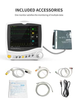 CONTEC ICU Portable 6 Parameters 8"Vital Signs Patient Monitor CMS6800 ECG NIBP RESP SPO2 PR TEMP, Free Infrared Thermometer