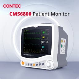 CONTEC ICU Portable 6 Parameters 8"Vital Signs Patient Monitor CMS6800 ECG NIBP RESP SPO2 PR TEMP, Free Infrared Thermometer