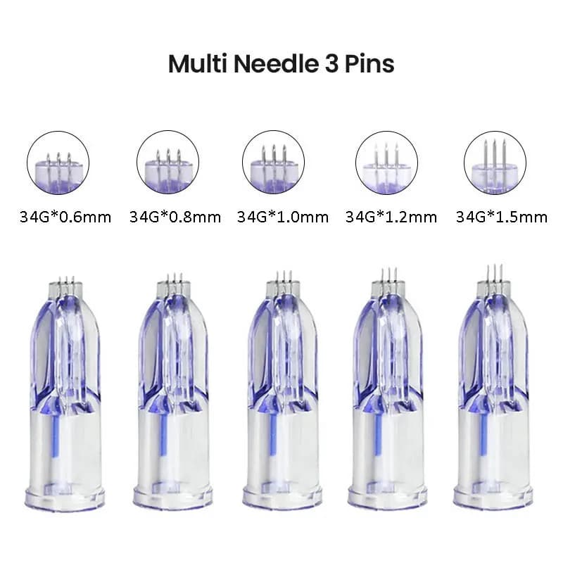 Sterile Nanosoft 34G Nano Needle 3 Pin 0.6mm 0.8mm 1.0mm 1.2mm 1.5mm Skin Rejuvenation Nano Soft Agujas Single Packaged