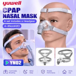 Yuwell CPAP Nasal Mask YN02 With Headgear Silicon Gel Cushions Sleep Apnea Anti Snoring Mask for Auto CPAP Machine Home Travel