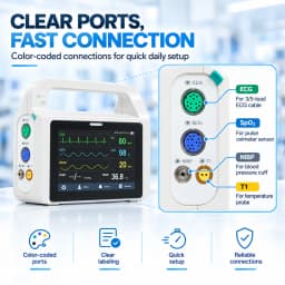 Resoxy E5 Multi Parameter Patient Monitor ECG SpO2 NIBP RESP TEMP Vital Signs Monitor 5 Inch Touch Screen Portable Device