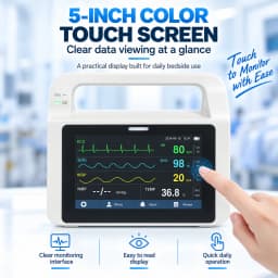 Resoxy E5 Multi Parameter Patient Monitor ECG SpO2 NIBP RESP TEMP Vital Signs Monitor 5 Inch Touch Screen Portable Device