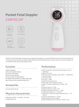 Contec Doppler Fetal 10E/10F Heart Rate Monitoring Ultrasound Stethoscope Home Pregnant Women Baby Fetal Movement Prenatal