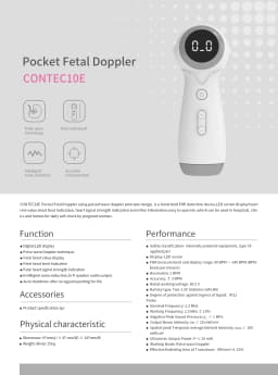 Contec Doppler Fetal 10E/10F Heart Rate Monitoring Ultrasound Stethoscope Home Pregnant Women Baby Fetal Movement Prenatal