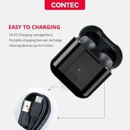 CONTEC Rechargeable Invisible Hearing Aid For Adults Seniors, Magnetic Contact Charging Box,Mini Sound Amplifier Earbuds