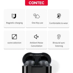 CONTEC Rechargeable Invisible Hearing Aid For Adults Seniors, Magnetic Contact Charging Box,Mini Sound Amplifier Earbuds