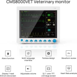 Contec Vet Veterinary ICU/CCU Patient Monitor Multi-Parameter CMS8000-VET SPO2,PR,ECG,SPO2,NIBP,RESP,TEMP