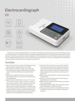 CONTEC E3 ECG Machine 4.3‘’ Colorful HD Display Screen 3 Channel 12 Leads Machine Accurate Measurement Auto-analysis Function