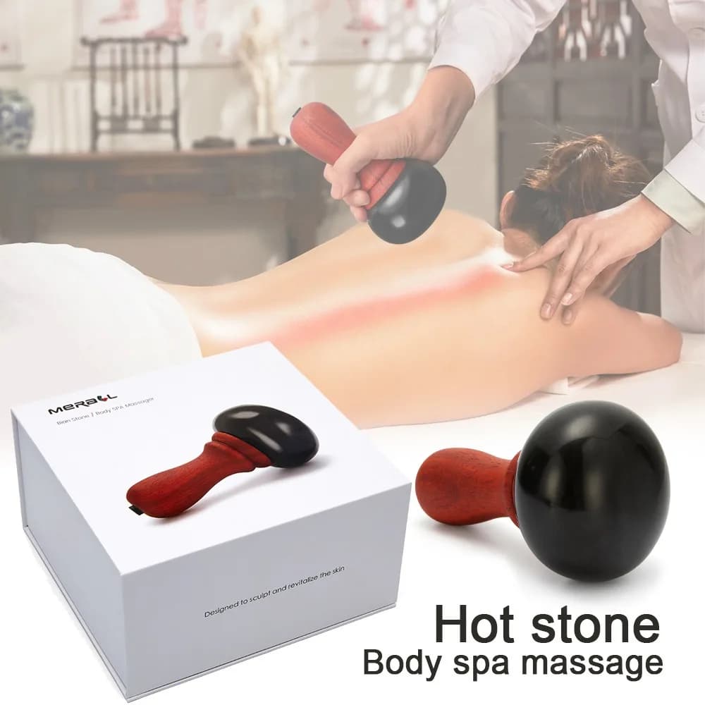 Electric Hot Stone Gua Sha Massager back moxibustion Bian Stone Guasha Scraping Back Heat Massage Tools Warm Moxibustion Therapy