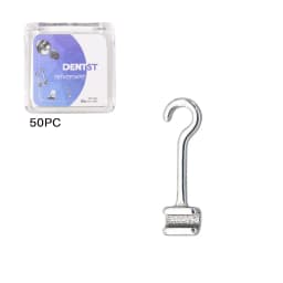 50Pcs Dental Orthodontic Lingual Buttons Crimpable Hook Metal Composite Bondable Traction Hook Clear Ceramic Hook On Arch Wire