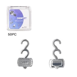 50Pcs Dental Orthodontic Lingual Buttons Crimpable Hook Metal Composite Bondable Traction Hook Clear Ceramic Hook On Arch Wire