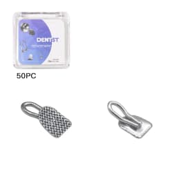 50Pcs Dental Orthodontic Lingual Buttons Crimpable Hook Metal Composite Bondable Traction Hook Clear Ceramic Hook On Arch Wire