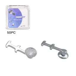50Pcs Dental Orthodontic Lingual Buttons Crimpable Hook Metal Composite Bondable Traction Hook Clear Ceramic Hook On Arch Wire