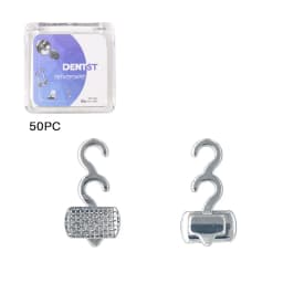 50Pcs Dental Orthodontic Lingual Buttons Crimpable Hook Metal Composite Bondable Traction Hook Clear Ceramic Hook On Arch Wire