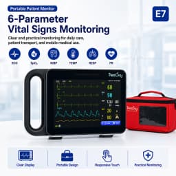 Resoxy E7 Portable 7 Inch Touch Screen Patient Monitor 6-Parameter ICU Vital Signs Tracking Monitor for Hospital & Clinic