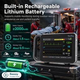 Resoxy E7 Portable 7 Inch Touch Screen Patient Monitor 6-Parameter ICU Vital Signs Tracking Monitor for Hospital & Clinic