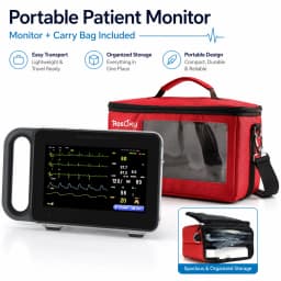 Resoxy E7 Portable 7 Inch Touch Screen Patient Monitor 6-Parameter ICU Vital Signs Tracking Monitor for Hospital & Clinic