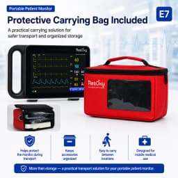 Resoxy E7 Portable 7 Inch Touch Screen Patient Monitor 6-Parameter ICU Vital Signs Tracking Monitor for Hospital & Clinic