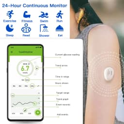 Yuwell CGM Continuous Glucose Monitor 24h Real-time Blood Sugar Test No Finger Pricking Real-time Dynamic Blood Glucose Track