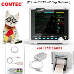 CONTEC Manufacture Veterinary VET Vital Signs Patient Monitor Multi-Parameter Use (Printer, IBP, Etco2,Carrying Bag Optional)