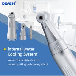 DEASIN Dental Inner Water Spray 1:1 Low Speed Turbine E- generator Contra Angle Blue ring Air motor Low speed handpiece